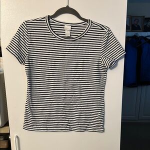 Navy and White Striped Women's Top